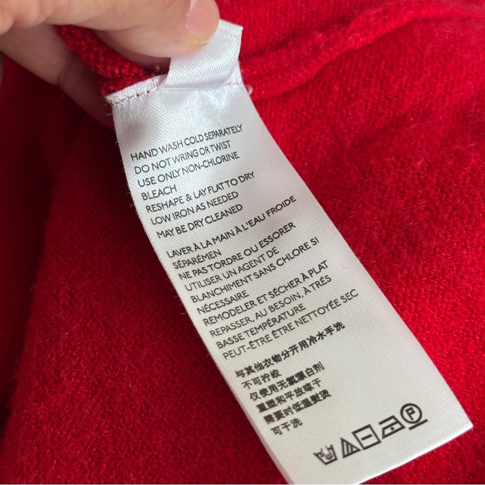 Anthropologie LARGE Red Serena V-neck Button Knit Sweater - Picture 8 of 9